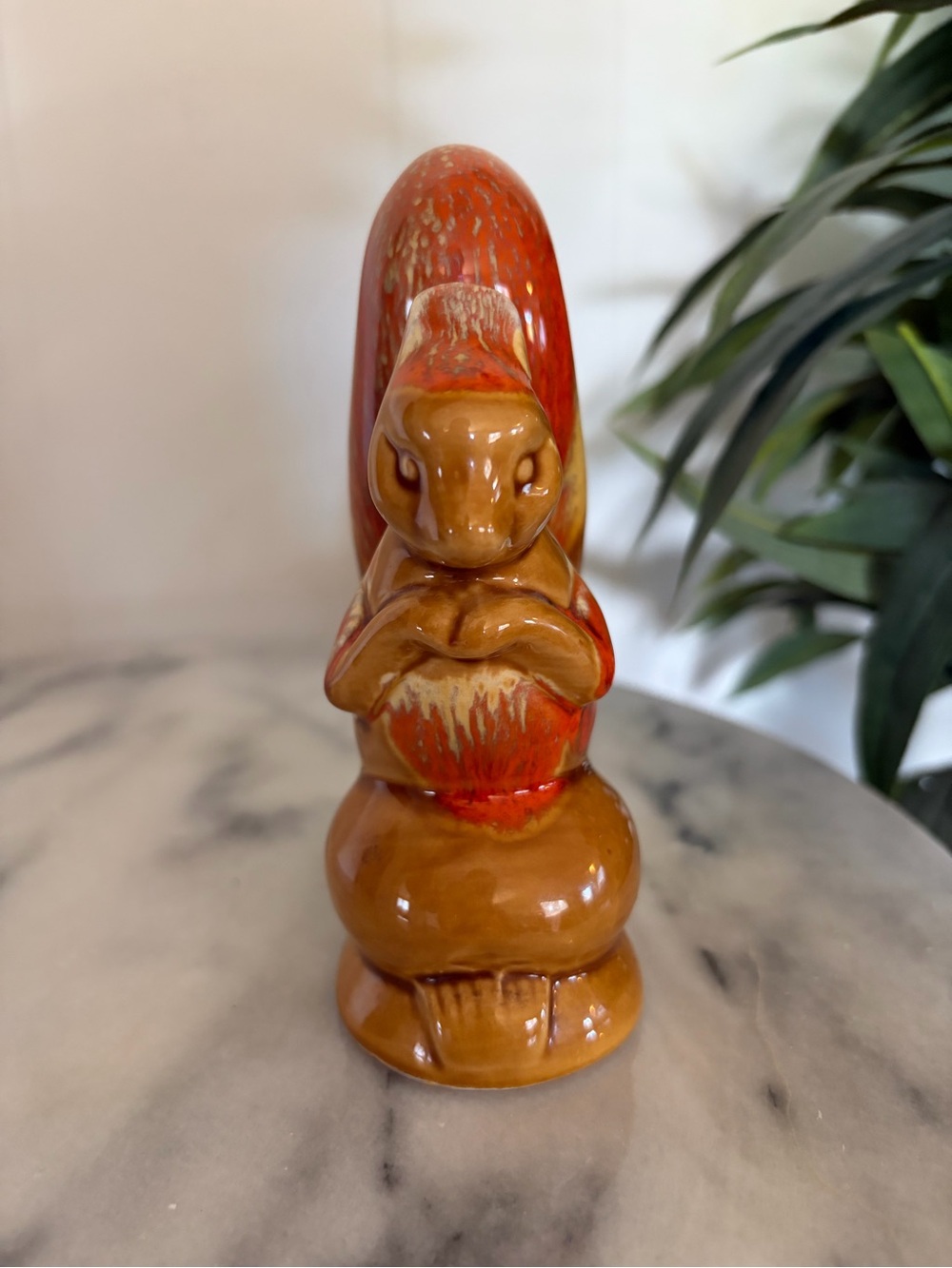 Vintage Orange Red Squirrel Figurine Glazed Ceramic Japan Mid Century Statue 60s - Picture 2 of 4